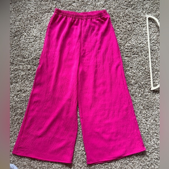 Meet Me In Santorini Pants - Meet me in Santorini pink wide leg flowy pant